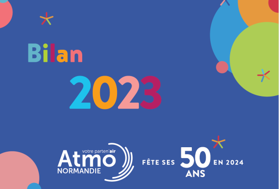 Couverture du bilan annuel 2023 d'Atmo Normandie