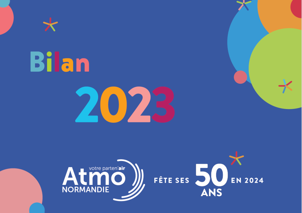Couverture du bilan annuel 2023 d'Atmo Normandie